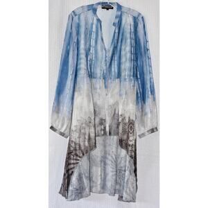 The Pyramid Collection Long Sleeve Hi Low Tunic Blouse Size Large